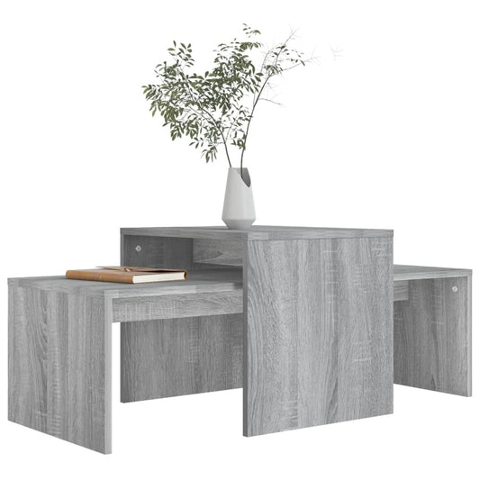 HKH Conjunto de mesas de centro nido de madera Sonoma gris