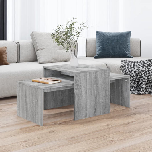 HKH Conjunto de mesas de centro nido de madera Sonoma gris