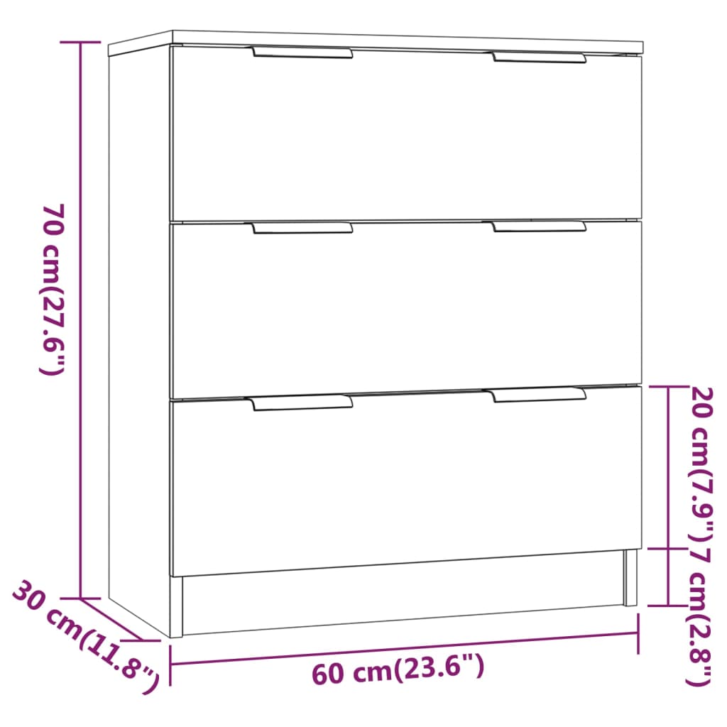 HKH Aparador Clásico en Madera Procesada 60 X 30 X 70 Cm - Roble Sonoma