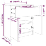 Aparador moderno HKH de madera de ingeniería 60 x 30 x 70 cm - Roble Sonoma