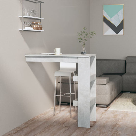 HKH Mesa de Bar de Parede em Derivados de Madeira Cinza Cimento