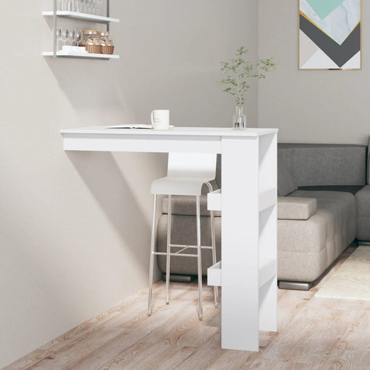 HKH Mesa de Bar de Parede em Derivados de Madeira Brilho - Branco