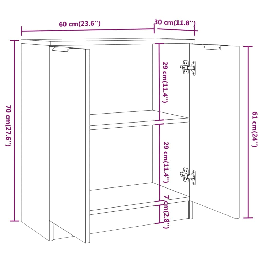 Aparador alto HKH de madera procesada, 60 x 30 x 70 cm - Sonoma gris