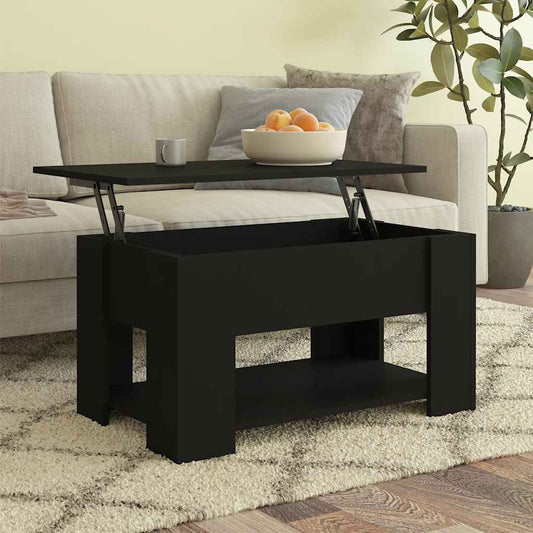 HKH Mesa de Centro Negra de Madera Contrachapada