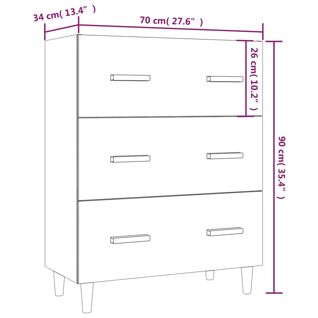 Aparador Clásico HKH en Madera Procesada 70 X 34 X 90 Cm - Roble Sonoma