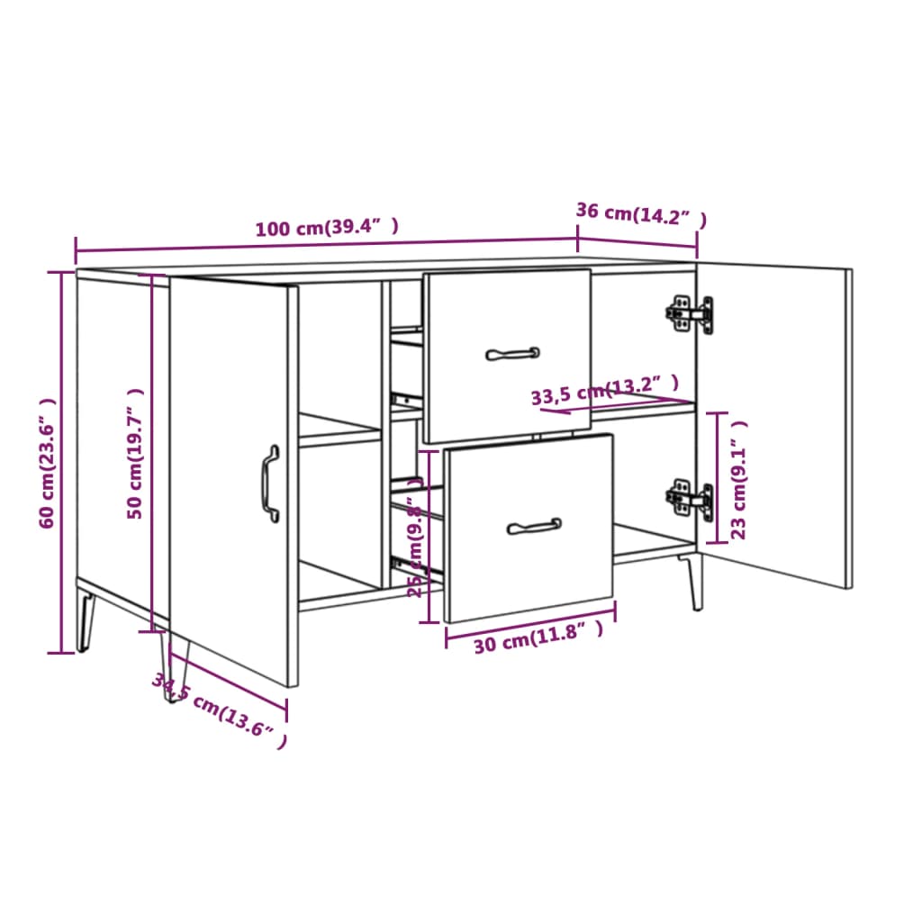 Aparador Clásico HKH en Madera Procesada 100 X 36 X 60 Cm - Roble Sonoma