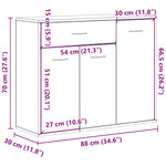 Aparador HKH en derivados de Madera 88 X 30 X 70 Cm - Sonoma Gris