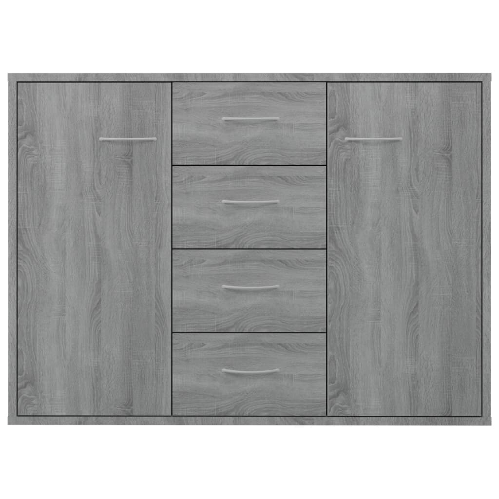 HKH Aparador em derivados de Madeira com 2 Portas e 4 Gavetas 88 X 30 X 65 Cm - Sonoma Cinzento