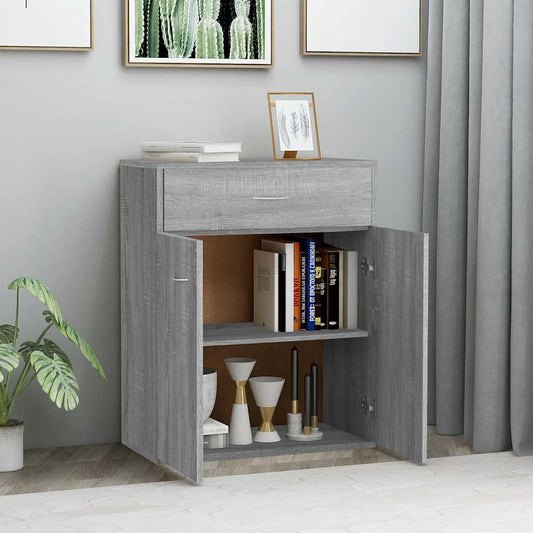 Aparador HKH de madera prensada con 2 Puertas y 1 Cajón 60 x 30 x 75 cm - Sonoma Gris