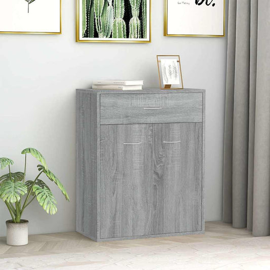 Aparador HKH de madera prensada con 2 Puertas y 1 Cajón 60 x 30 x 75 cm - Sonoma Gris