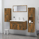 HKH Armario de Baño de Madera de Roble Ahumado - 30x30x130 Cm