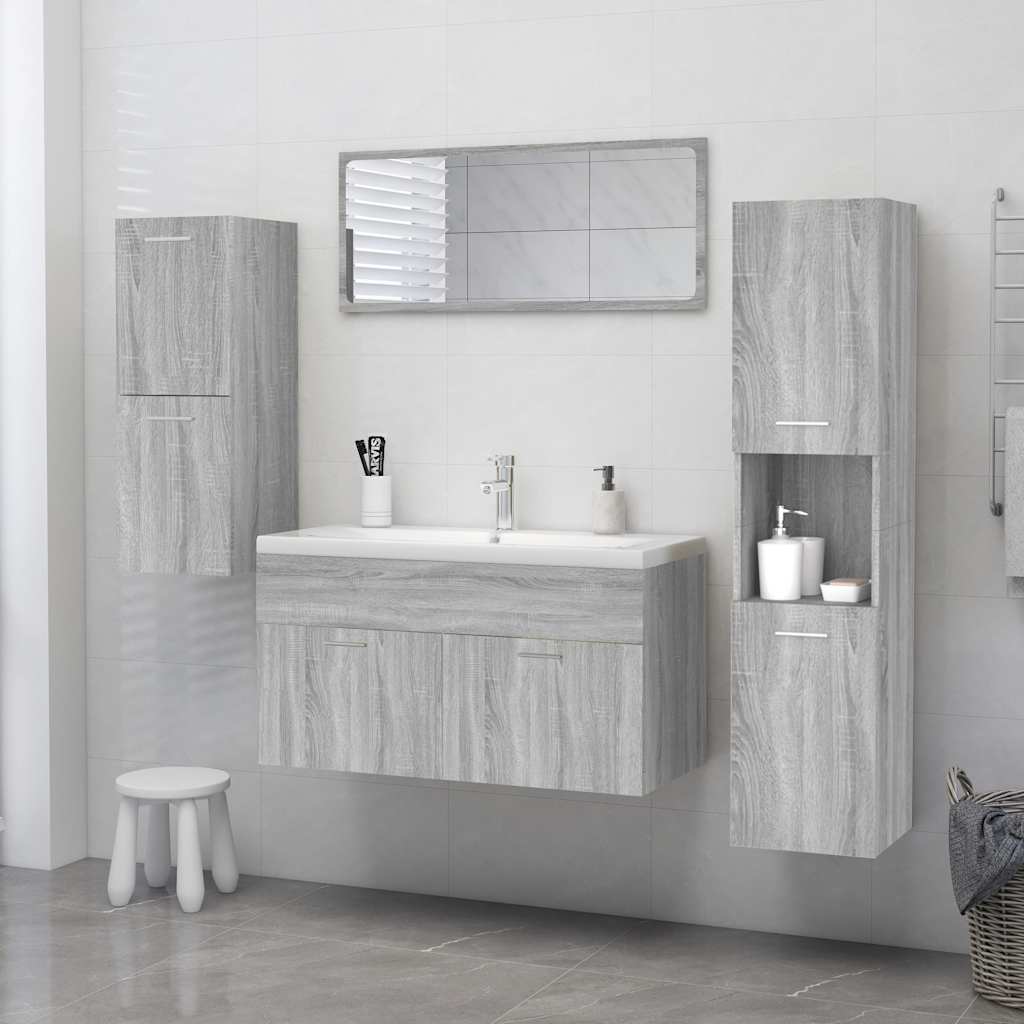HKH Armario de Baño de Madera Sonoma - 30x30x130 Cm - Gris