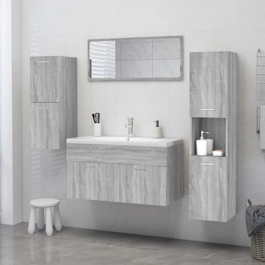 HKH Armário Casa de Banho em Madeira Sonoma - 30x30x130 Cm - Cinza