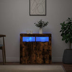 Aparador alto HKH de madera prensada con luces led - Roble ahumado