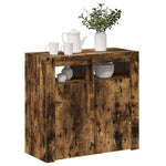 Aparador alto HKH de madera prensada con luces led - Roble ahumado