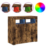 Aparador alto HKH de madera prensada con luces led - Roble ahumado