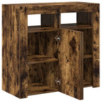 Aparador alto HKH de madera prensada con luces led - Roble ahumado
