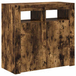 Aparador alto HKH de madera prensada con luces led - Roble ahumado