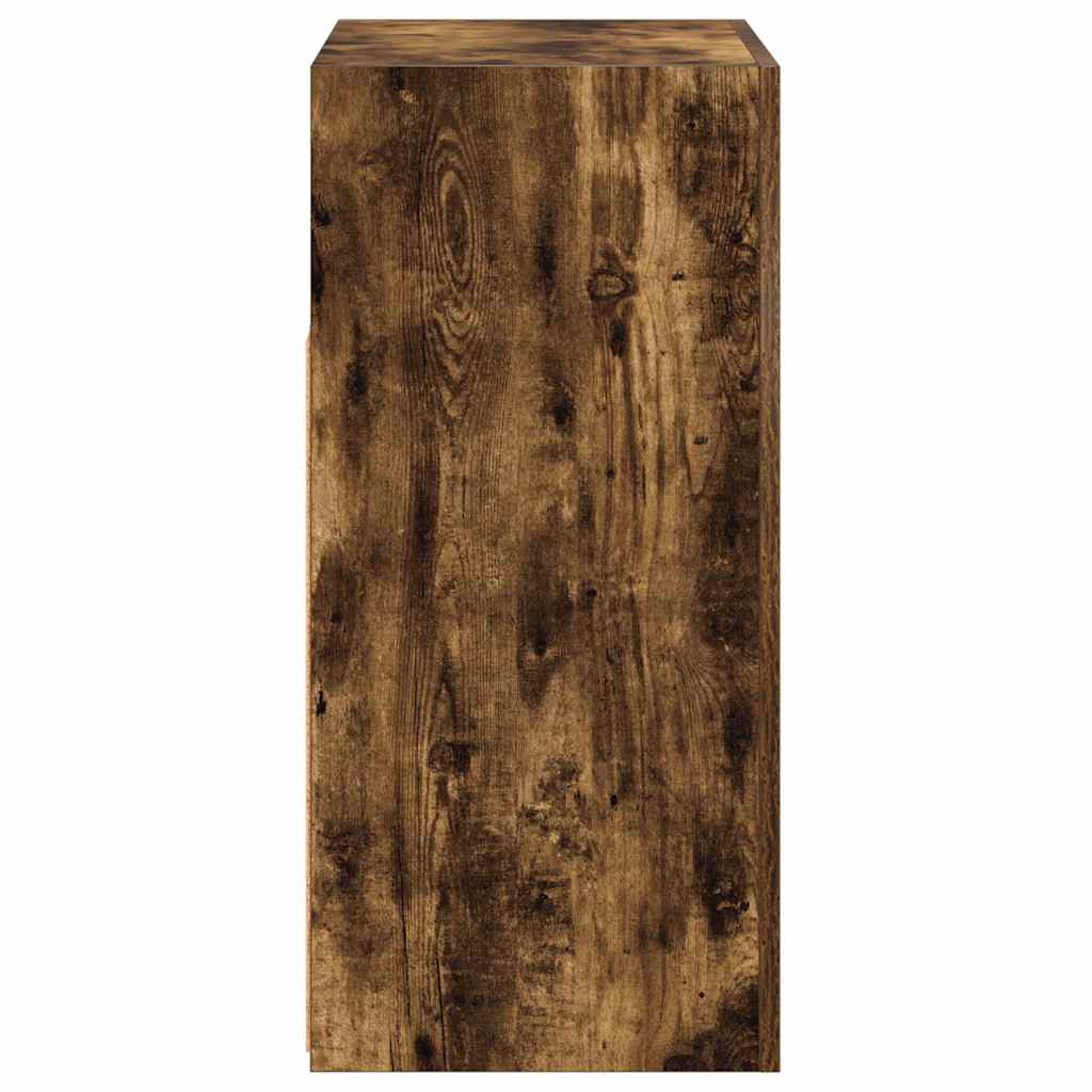 Aparador alto HKH de madera prensada con luces led - Roble ahumado