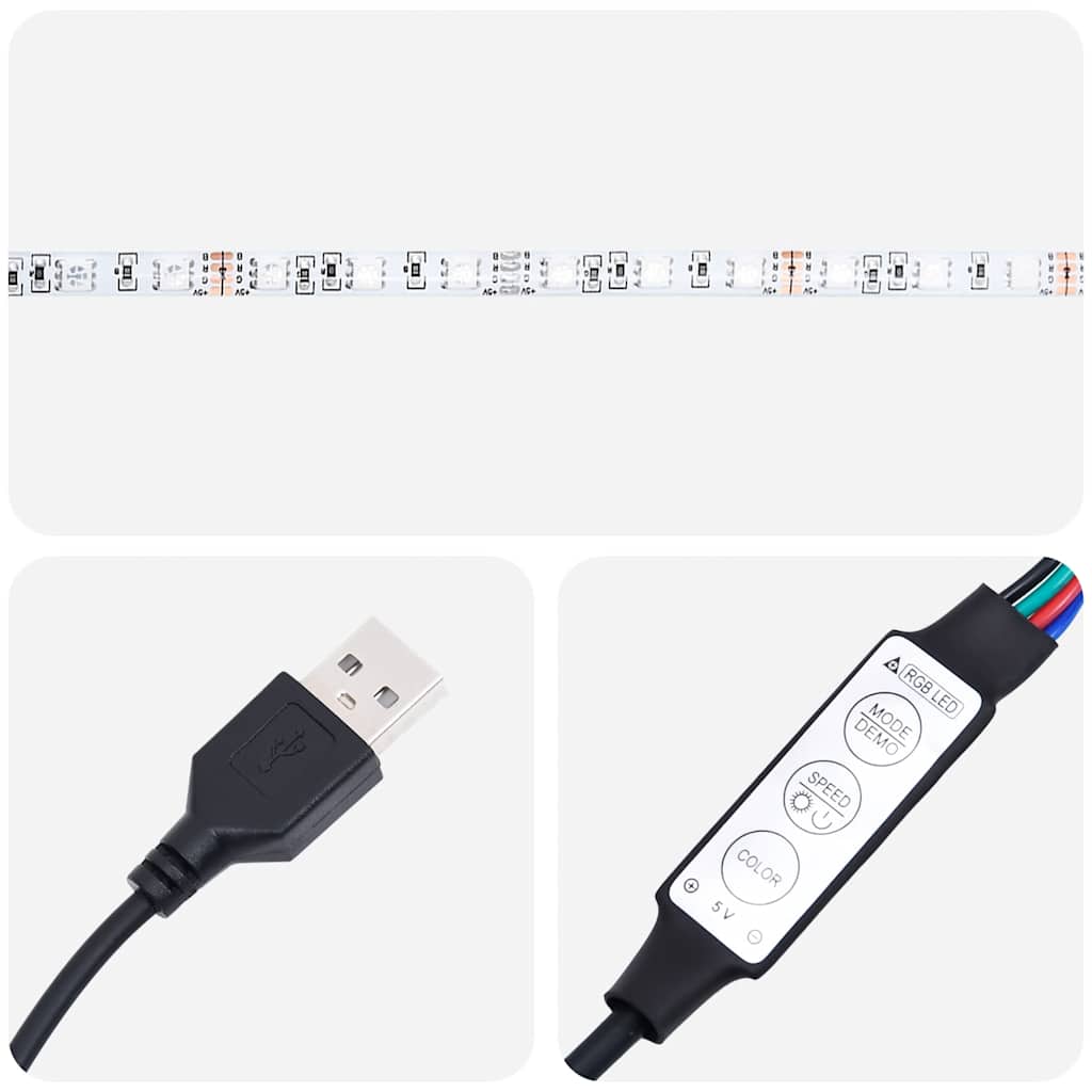 HKH Aparador Alto em derivados de Madeira com Luzes Led - Sonoma Cinzento