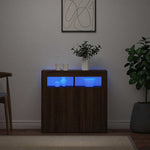 HKH Aparador Alto en derivados de Madera con Luces Led - Roble Marrón