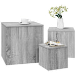 HKH Juego de 3 Mesas Auxiliares Sonoma de Madera Contrachapada - Gris