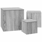 HKH Juego de 3 Mesas Auxiliares Sonoma de Madera Contrachapada - Gris