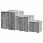 HKH Juego de 3 Mesas Auxiliares Sonoma de Madera Contrachapada - Gris