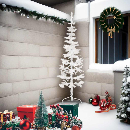 HKH Meia Árvore de Natal Fina com Suporte - Branco