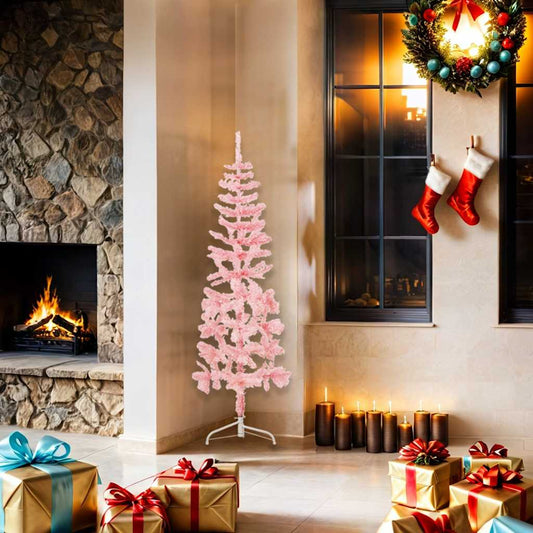 HKH Meia Árvore de Natal Fina com Suporte - Rosa