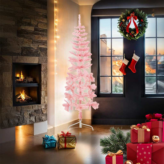 HKH Meia Árvore de Natal Fina com Suporte - Rosa