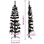 HKH Meia Árvore de Natal Fina com Suporte - Preto