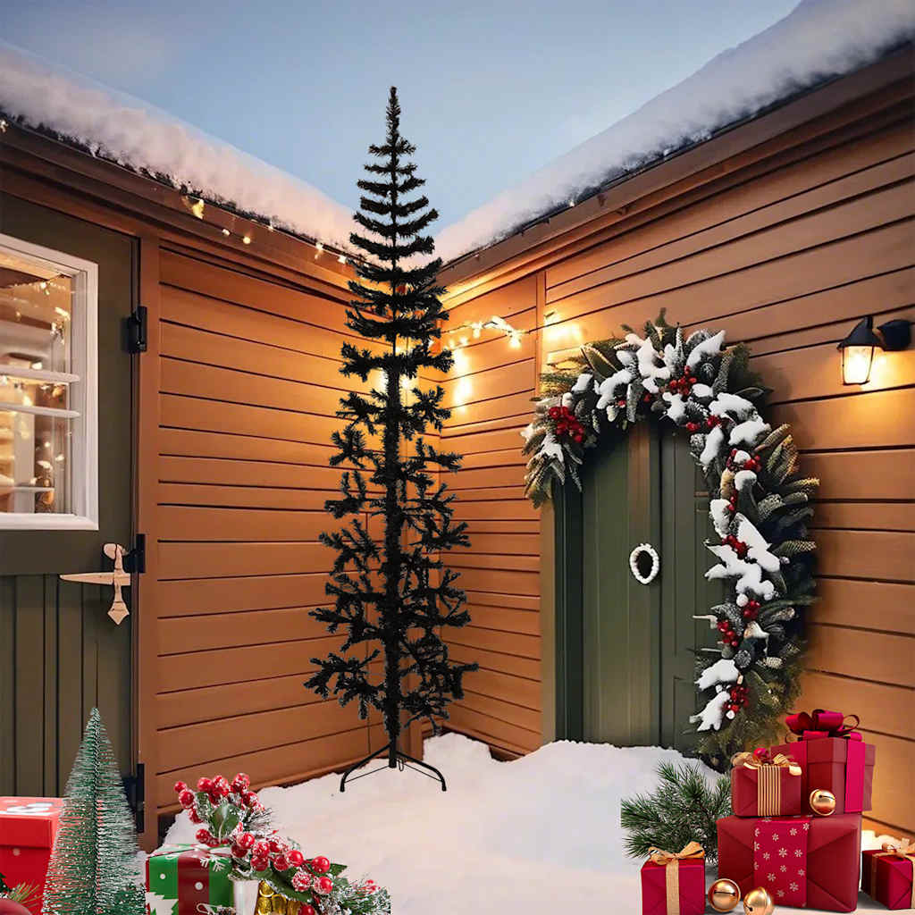 HKH Medio Árbol de Navidad Fino con Soporte - Negro