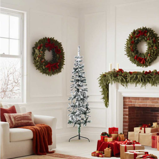 HKH Meia Árvore de Natal Fina com Flocos de Neve