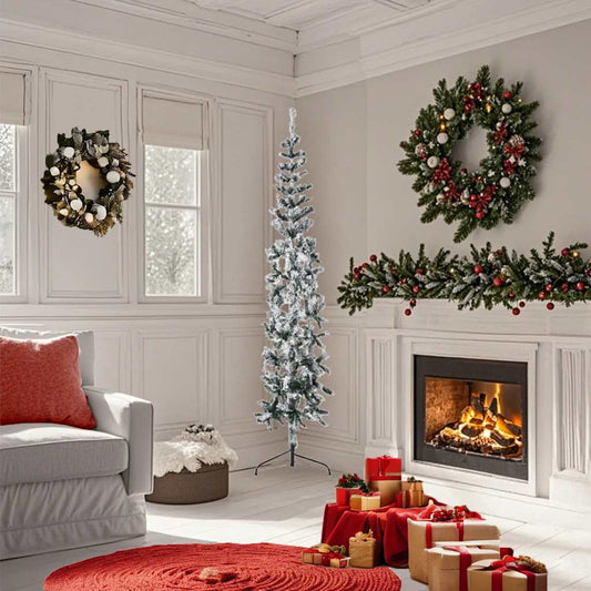 HKH Meia Árvore de Natal Fina com Flocos de Neve