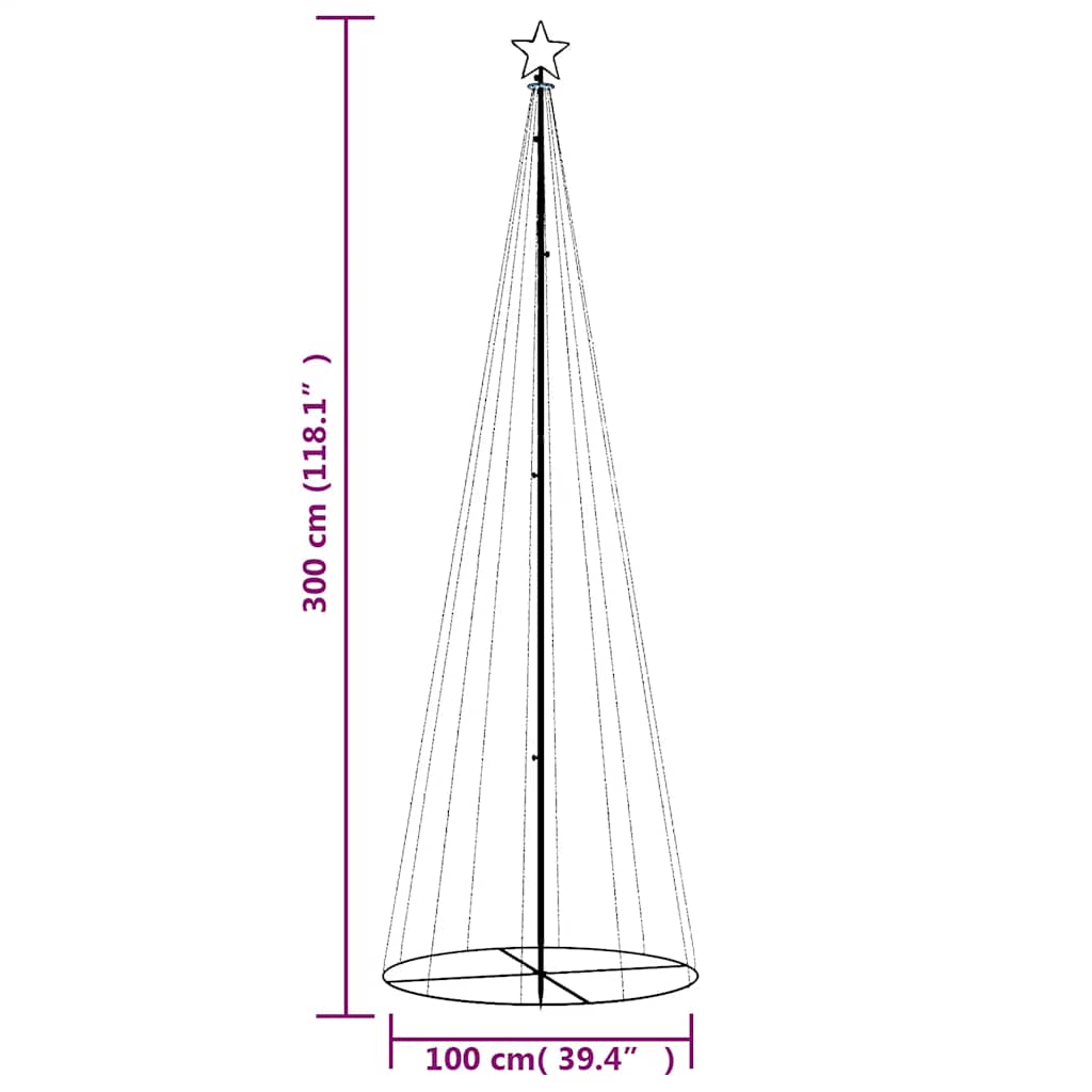 HKH Árvore de Natal em Cone com 310 Luzes LED - Branco Frio