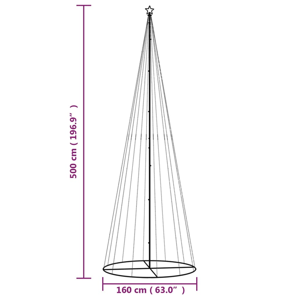 HKH Árvore de Natal em Cone com 732 Luzes LED - Branco Quente