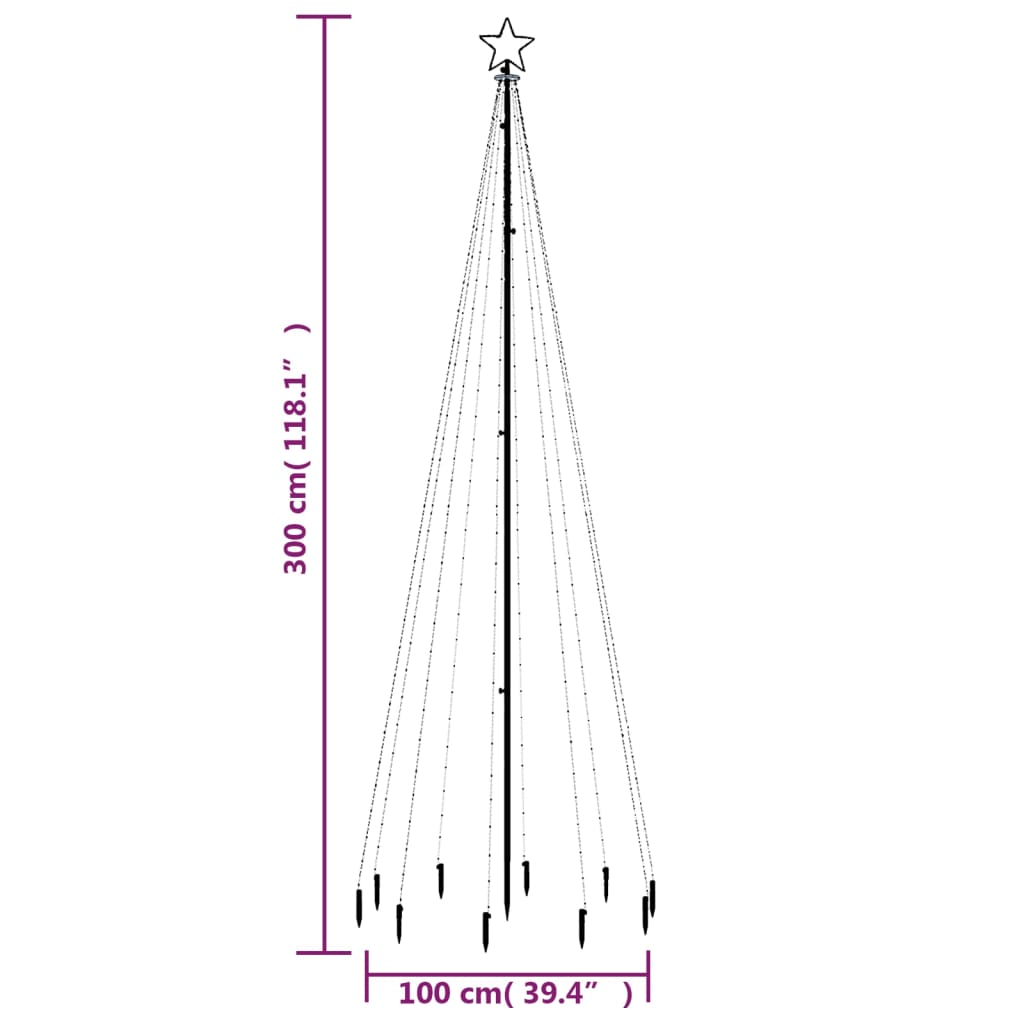 HKH Árvore de Natal com Espigão e 310 Luzes LED - Branco Frio