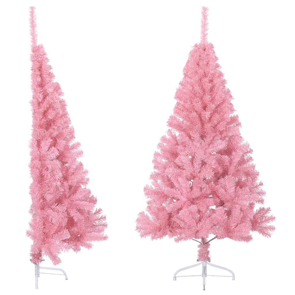 HKH Meia Árvore de Natal Artificial com Suporte Rosa em PVC