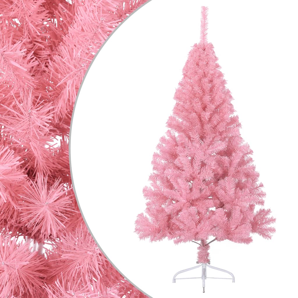 HKH Meia Árvore de Natal Artificial com Suporte Rosa em PVC