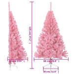 HKH Meia Árvore de Natal Artificial com Suporte Rosa em PVC