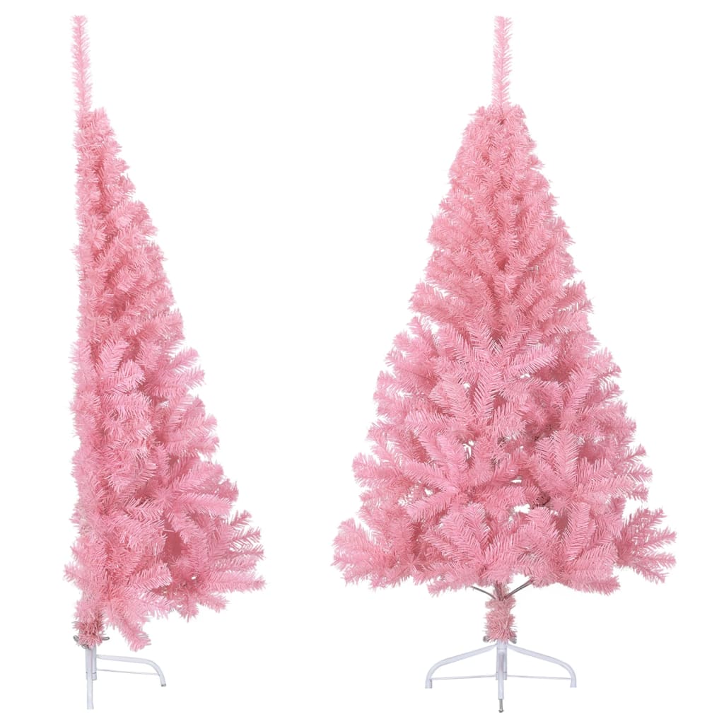 HKH Meia Árvore de Natal Artificial com Suporte Rosa em PVC