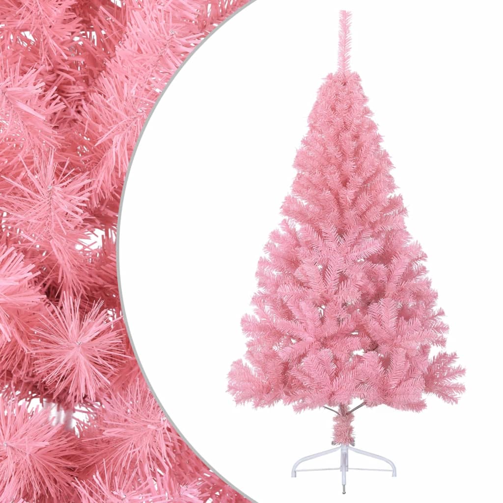 HKH Meia Árvore de Natal Artificial com Suporte Rosa em PVC