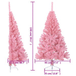 HKH Meia Árvore de Natal Artificial com Suporte Rosa em PVC