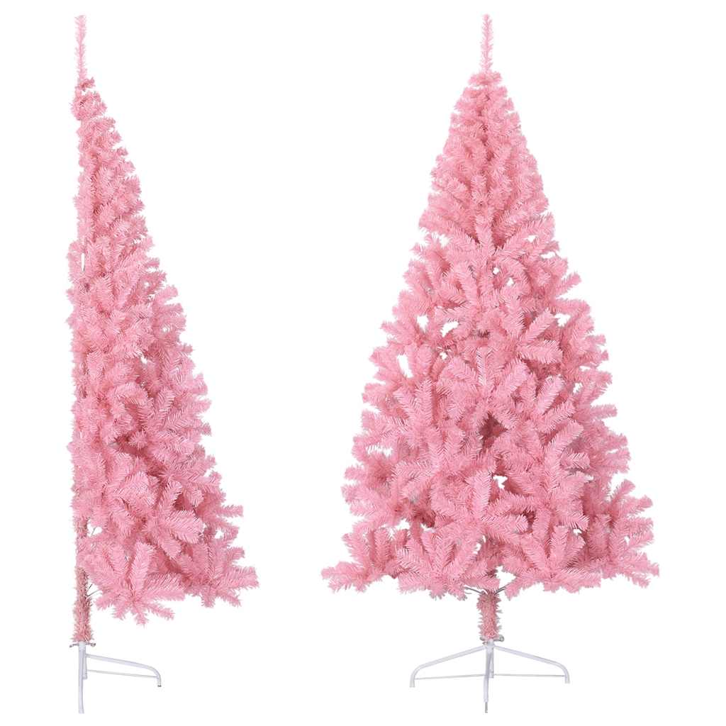 HKH Meia Árvore de Natal Artificial com Suporte Rosa em PVC