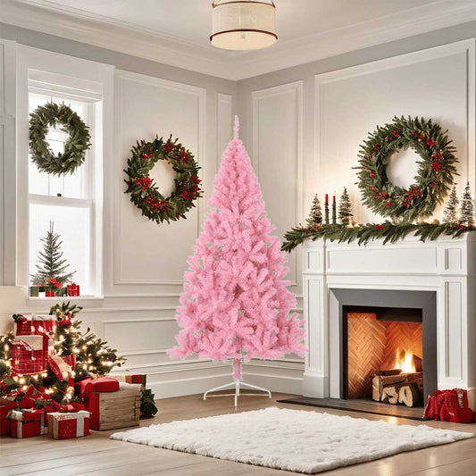 HKH Meia Árvore de Natal Artificial com Suporte Rosa em PVC