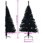 HKH Meia Árvore de Natal Artificial com Suporte Preto em PVC