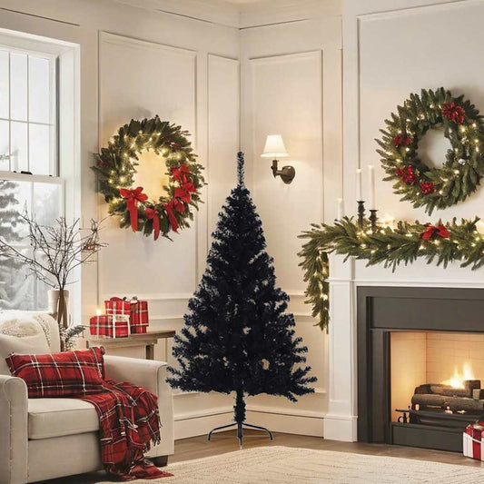 HKH Meia Árvore de Natal Artificial com Suporte Preto em PVC