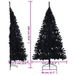 HKH Meia Árvore de Natal Artificial com Suporte Preto em PVC