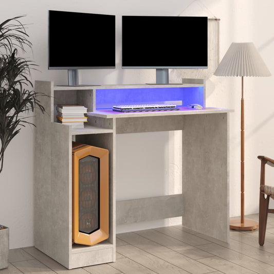 HKH Secretária C/ Led Derivados Madeira Cimento - Cinzento